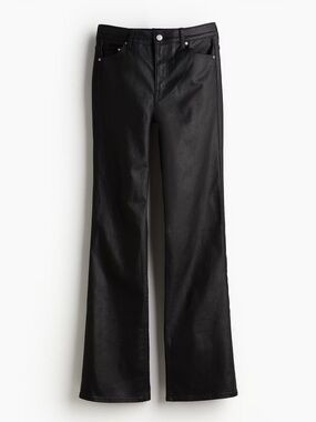 Leather Look Black Wide-Leg High-Rise Jeans